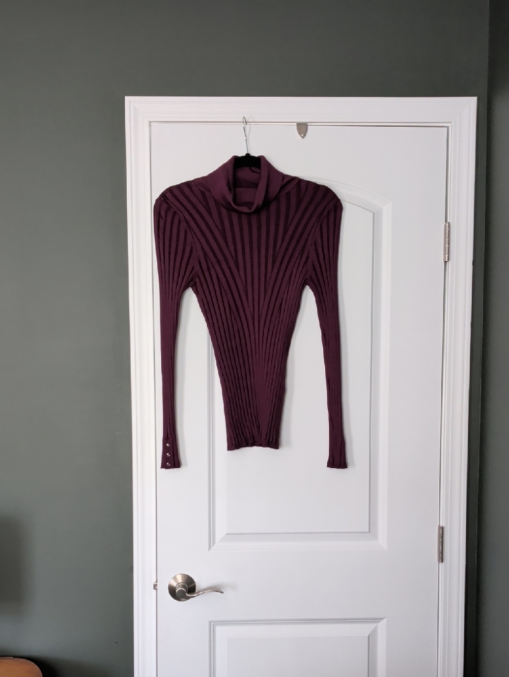 White House Black Market Plum Ribbed Turtleneck Sweater